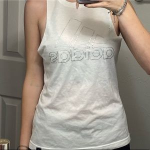 ADIDAS white high neck athletic top